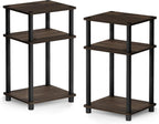 JUST Toolless 3-Tier Side Table Set of 2, Columbia Walnut
