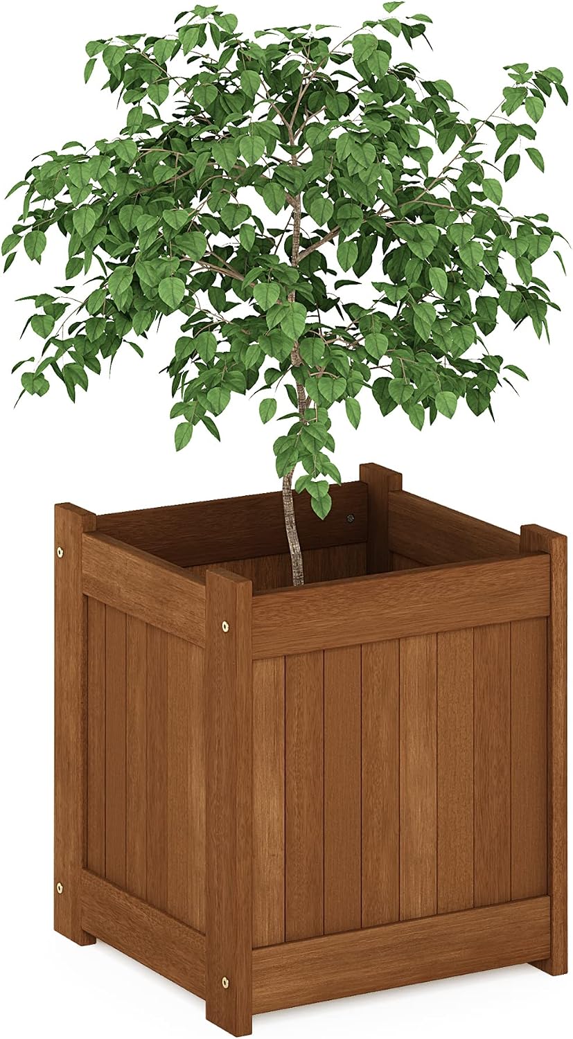 2-FG16450 Tioman Hardwood Flower Box, Two-Pack, Natural
