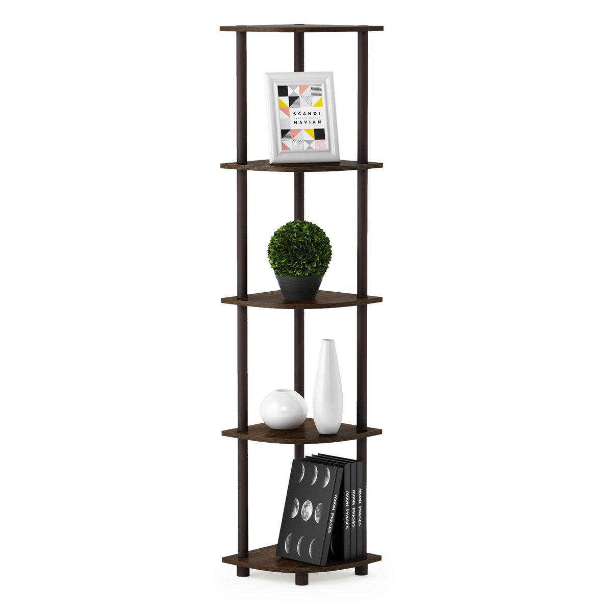 99152BE/WH/IV 3-Tier Go Green Multipurpose Storage Rack Shelving Unit Bookshelf Cabinet with 2 Bins, Beech Finish