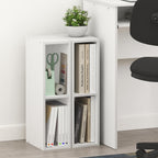 Fulda Book Shelf Set of 2, 2-Tier Narrow Bookshelf, 6" W, White