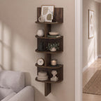 Rossi Set of 2 5-Tier Floating Corner Shelf, White