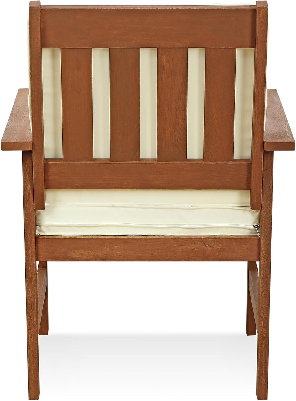 TIOMAN Patio Chair, Mediterranean Outdoor Lawn Chair, Armchair with Cushion, for Patio, Garden, Porch, Light Wood