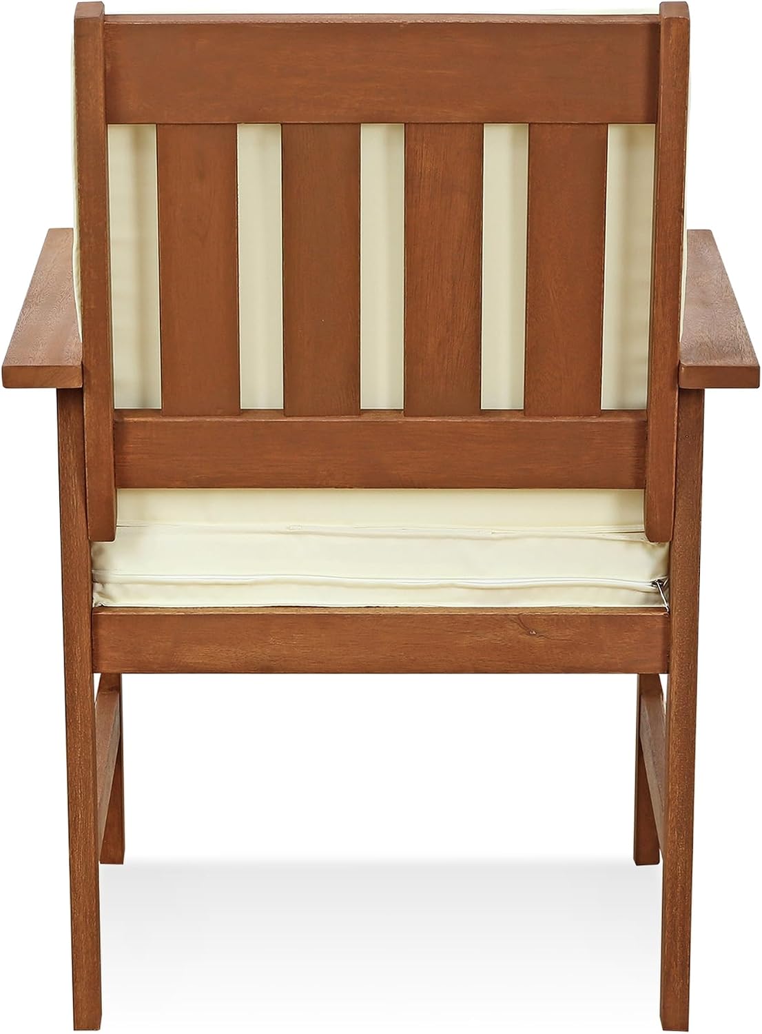 TIOMAN Patio Chair, Mediterranean Outdoor Lawn Chair, Armchair with Cushion, for Patio, Garden, Porch, Light Wood
