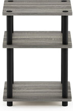 Turn-N-Tube Side Table, 3-Tier Square Modern End Table, Open Shelves Nightstand, Night Stand, Bedside Table, Easy Assembly, for Living Room, Bedroom, French Oak