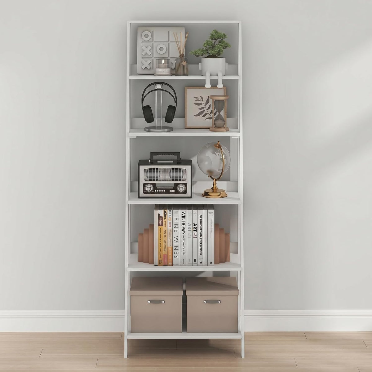 Ladder Shelf, 6-Tier Ladder Book Shelf, Bookcase, White
