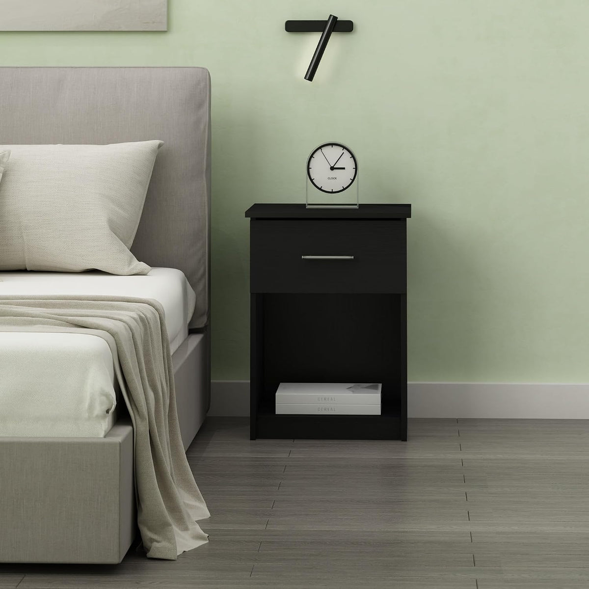 TIDUR Night Stand, Nightstand with Drawer, Dark Americano