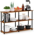 TURN-N-TUBE Storage Shelves, 3-Tier 47.4 Wide Book Shelf, Corner Shelf, Toolless Open Shelves, for Organization and Storage, Living Room, Garage, Home Office, Light Cherry