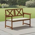 TIOMAN 2-Seater Outdoor Bench with Cushion, Light Wood
