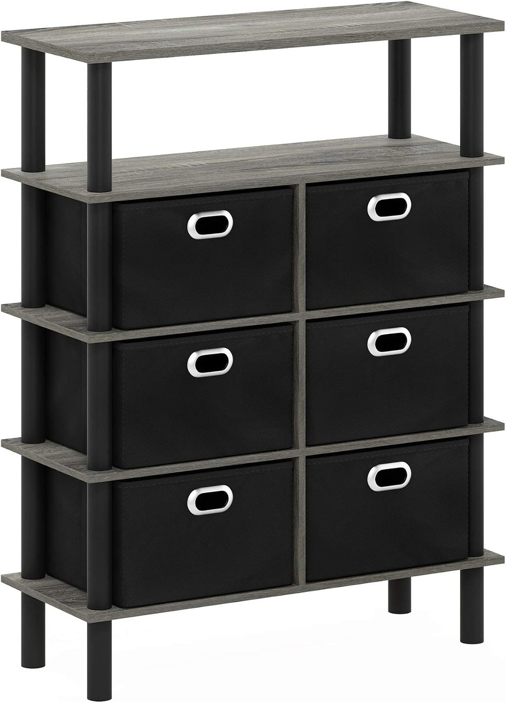 Frans Turn-N-Tube Console Table, French Oak Grey/Black/Black