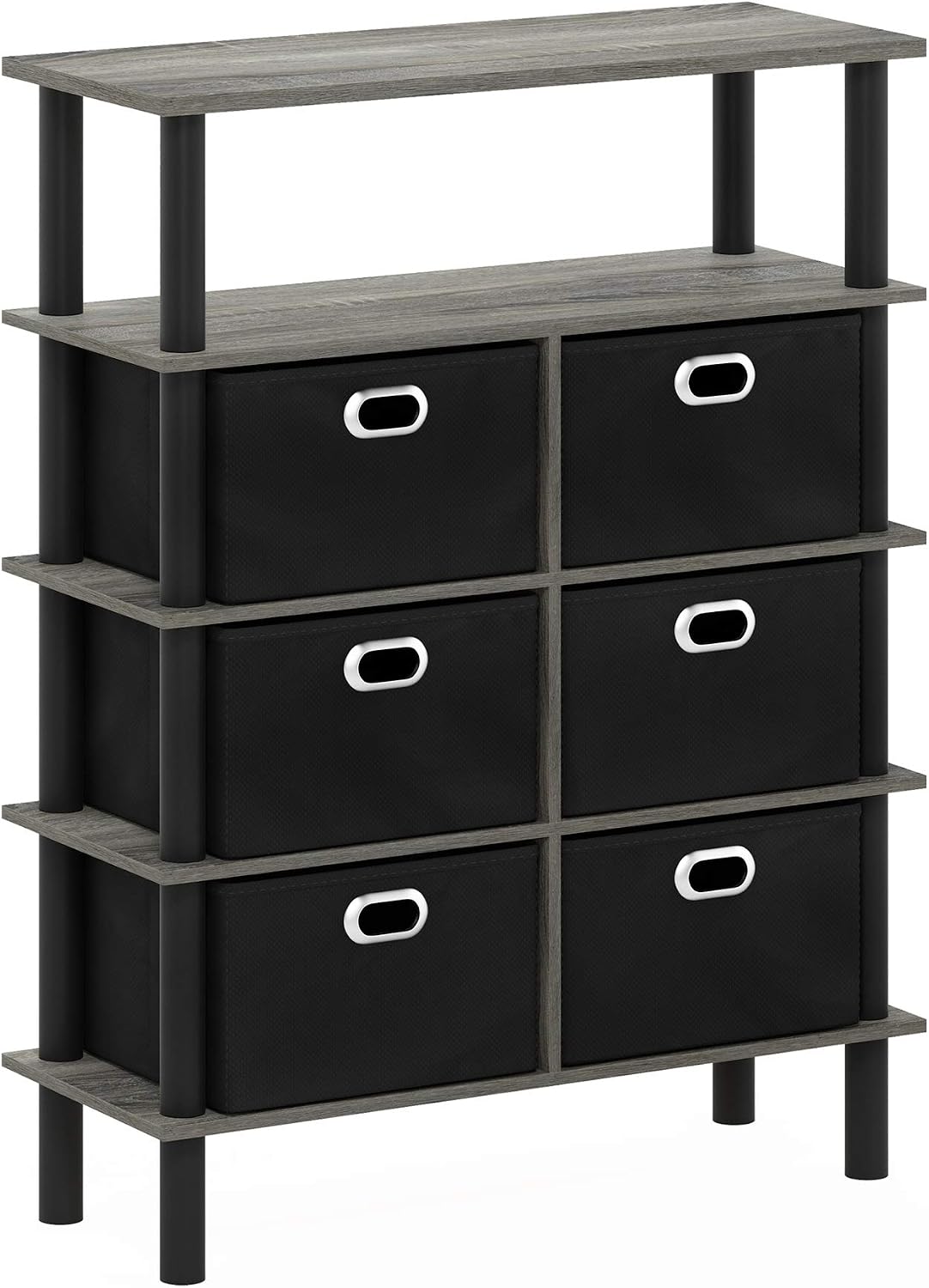 Frans Turn-N-Tube Console Table, French Oak Grey/Black/Black