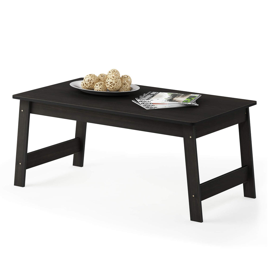 Beginning Coffee Table, Rectangular Modern Center Table with H-Legs, Side Table, Soft Edges, Easy Assembly, for Living Room, Bedroom, Home Office, White