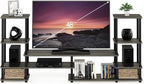 Turn-N-Tube TV Stand, Wide Open Frame Entertainment Center with Shelf, TV Console with Tall Side Storage for TV up to 48 Inch, for Living Room, Bedroom, French Oak