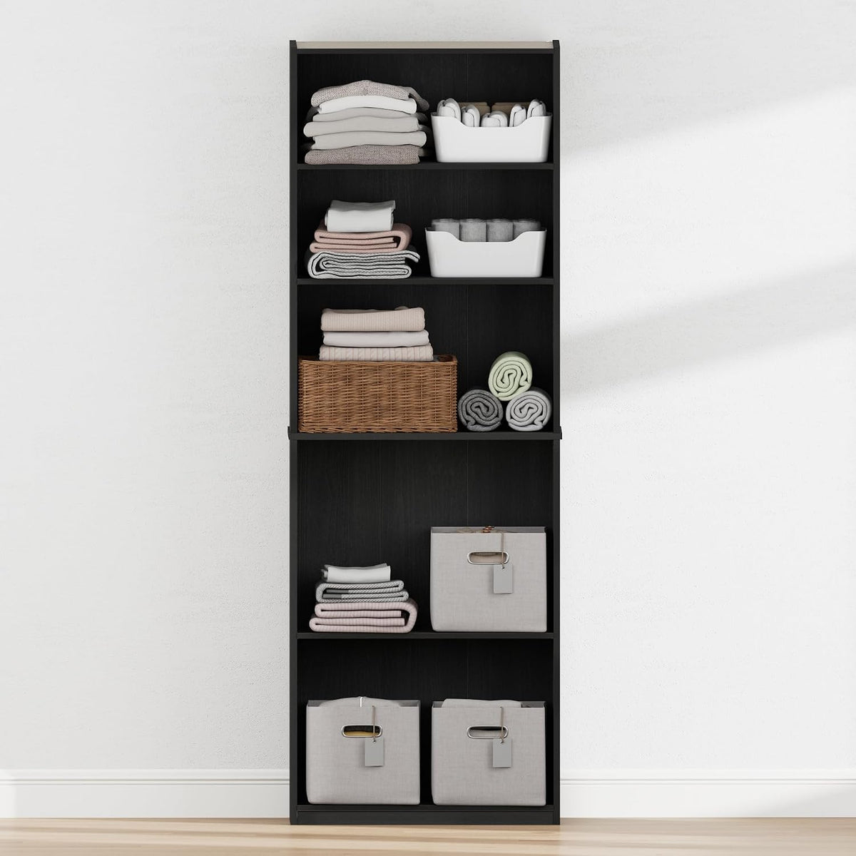 Reed Closet Organizers and Storage, 5-Tier Organizer, Black