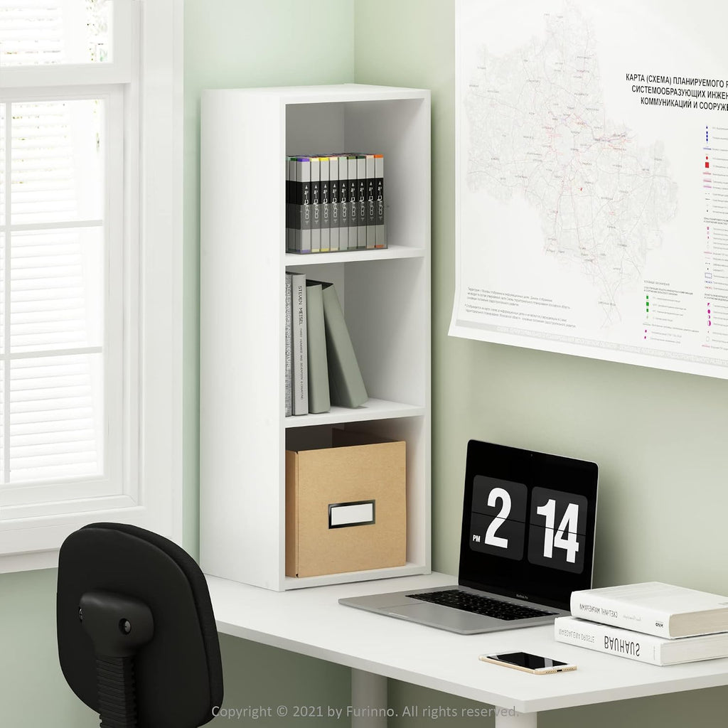 Pasir 3-Tier No Tool Assembly Open Shelf Bookcase, White