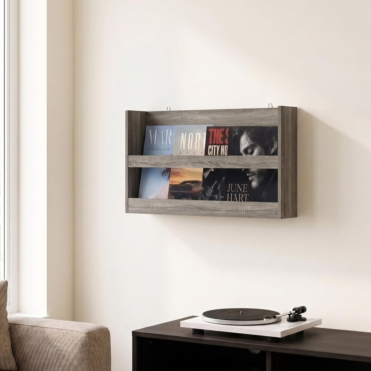 Hermite Rectangular Floating Shelves for Wall, Grey Oak