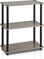 TURN-N-TUBE Storage Shelves, 3-Tier Book Shelf, Corner Shelf, Toolless Open Shelves, for Organization and Storage, Living Room, Garage, Home Office, French Oak