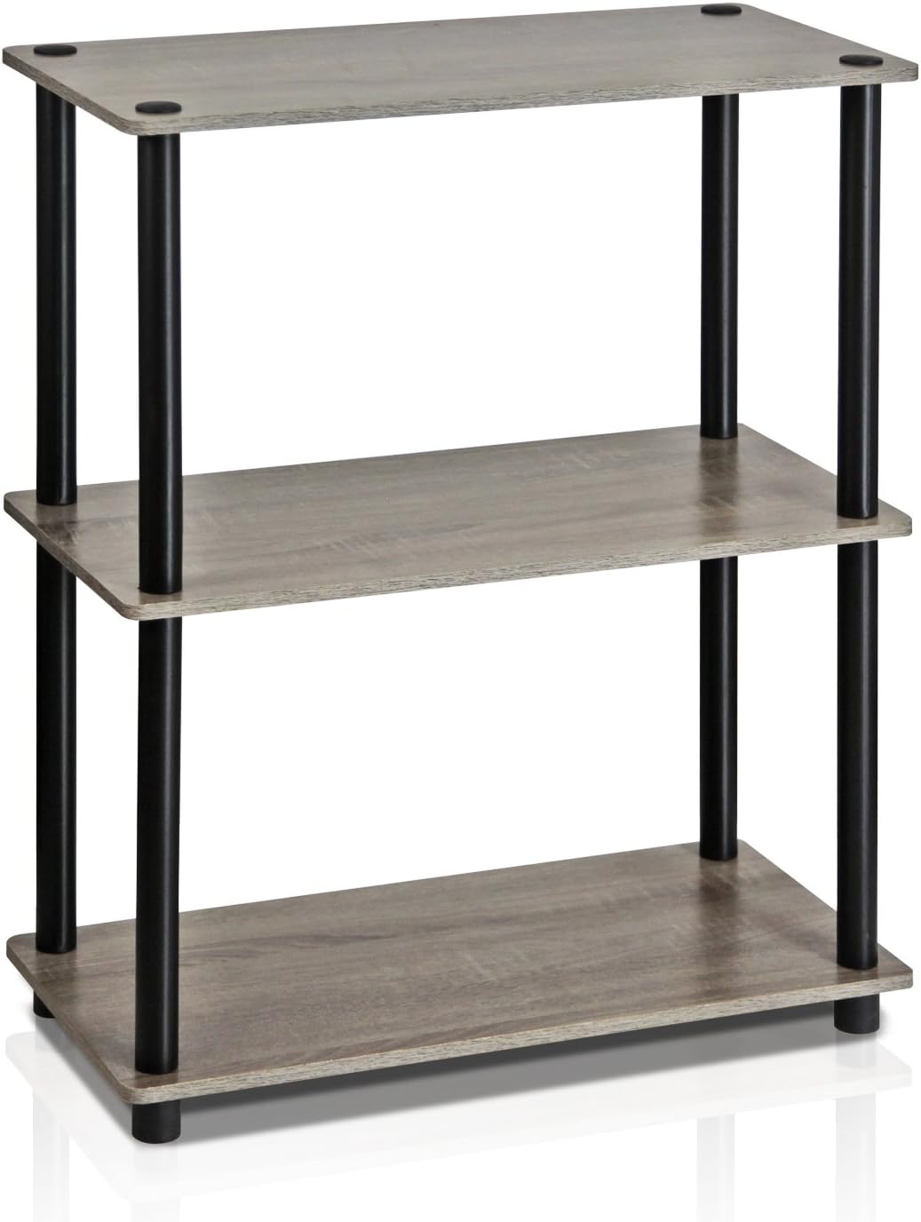 TURN-N-TUBE Storage Shelves, 3-Tier Book Shelf, Corner Shelf, Toolless Open Shelves, for Organization and Storage, Living Room, Garage, Home Office, French Oak