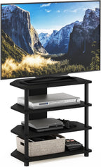 Turn-N-Tube Easy Assembly 4-Tier Petite Entertainment Center / TV Stand / TV Unit / TV Desk, Blackwood