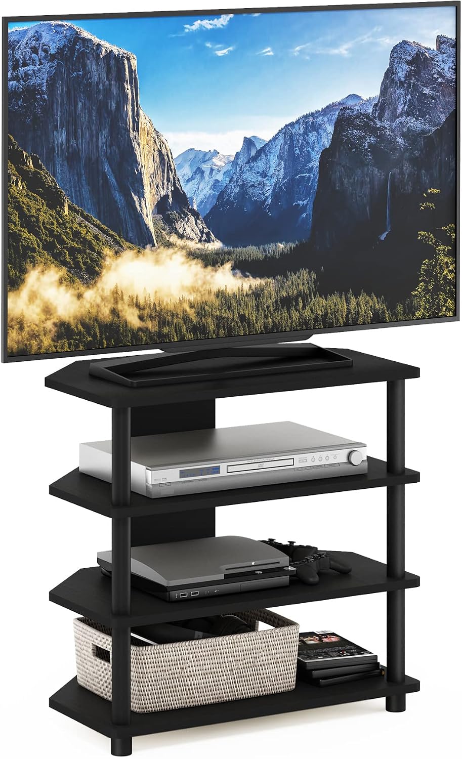 Turn-N-Tube Easy Assembly 4-Tier Petite Entertainment Center / TV Stand / TV Unit / TV Desk, Blackwood