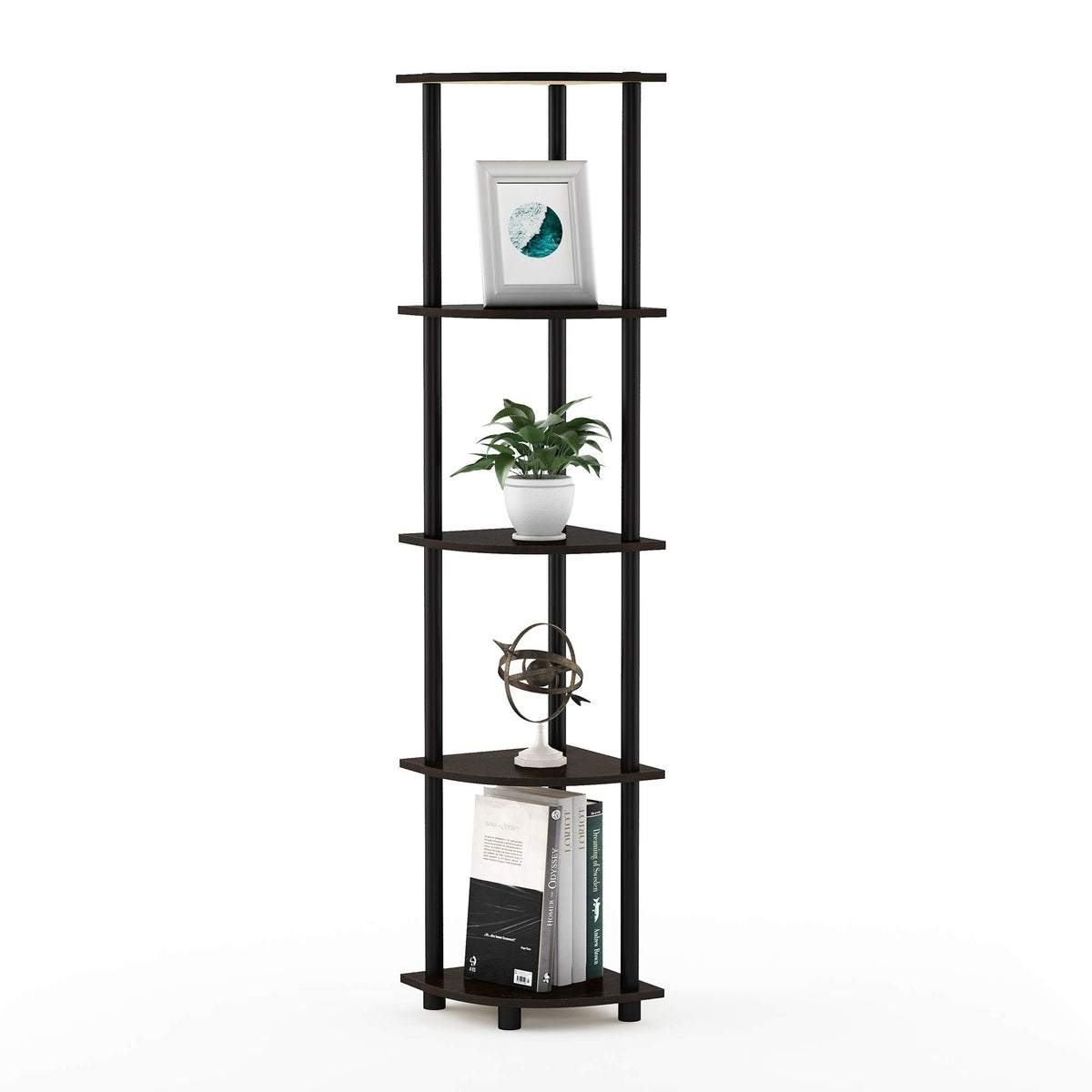 99152BE/WH/IV 3-Tier Go Green Multipurpose Storage Rack Shelving Unit Bookshelf Cabinet with 2 Bins, Beech Finish
