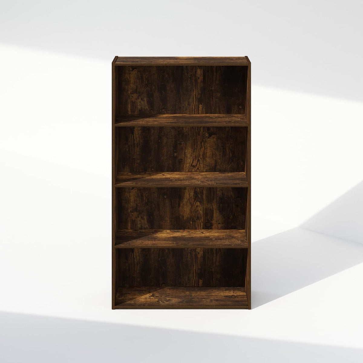 Simple Book Shelf, 4-Tier Bookshelf, Bookcase with Open Shelf, 9.4 x 23.6 x 41.7, for Living Room, Bedroom, Home Office, Amber Pine