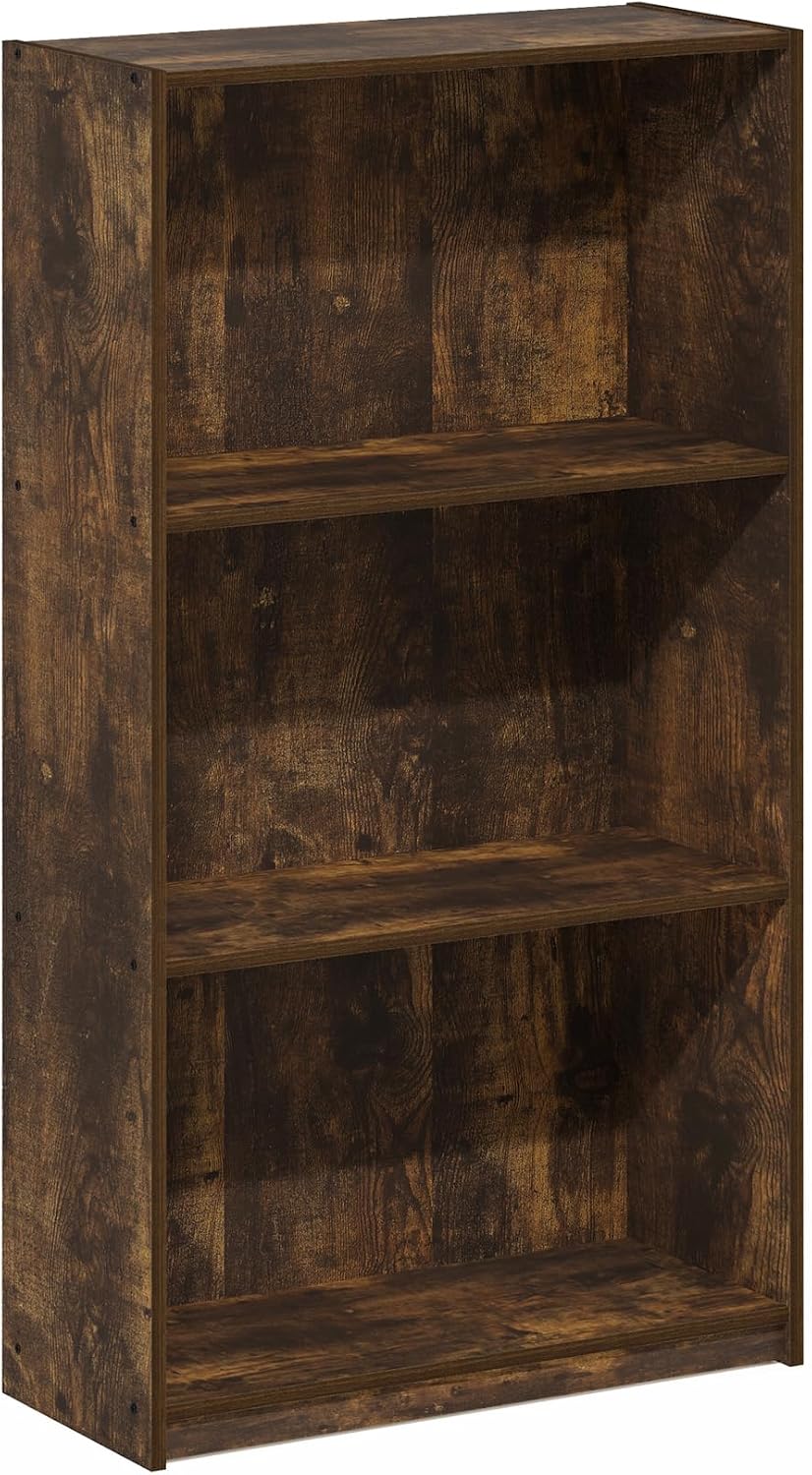 Basic 3-Tier Book Shelf with Open Shelves, Amber Pine