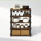Turn-S-Tube Storage Shelves Set of 2, 3-Tier Stackable Standing Shelf, Open Corner Shelf, for Organization and Storage, Living Room, Garage, Home Office, Amber Pine