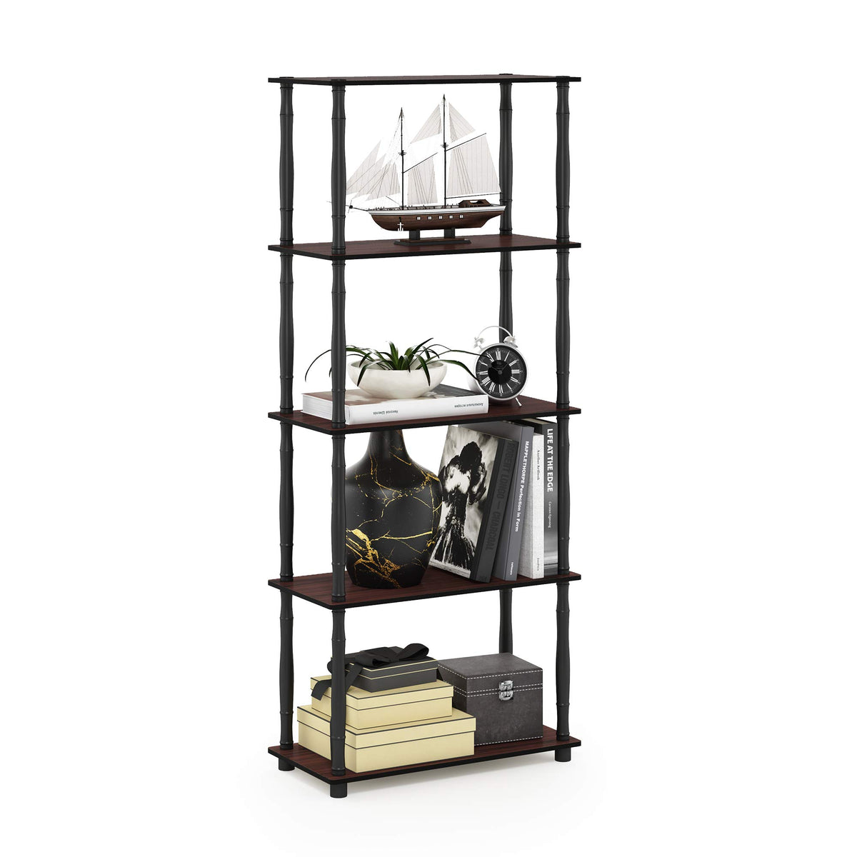 99152BE/WH/IV 3-Tier Go Green Multipurpose Storage Rack Shelving Unit Bookshelf Cabinet with 2 Bins, Beech Finish