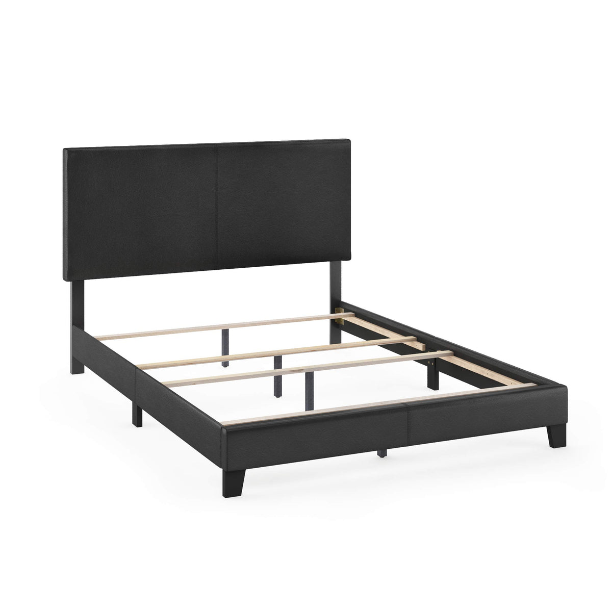 PESSAC PU Leather Upholstery Bed Frame, Cal King Size, White