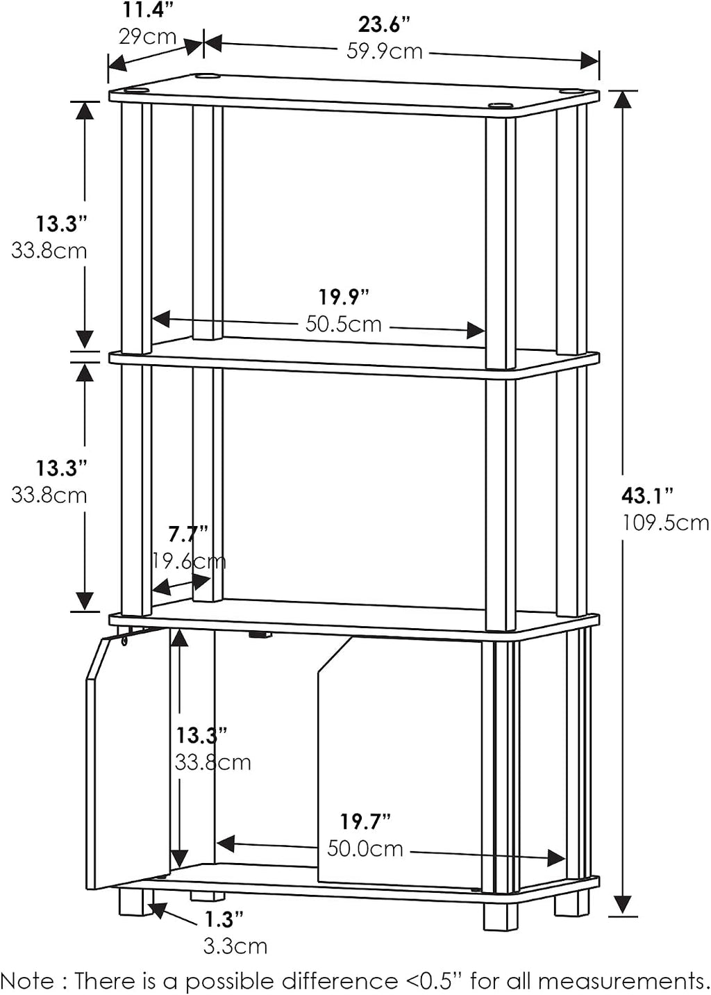 Go Green 4-Tier Storage Shelves, Book Shelf, French Oak