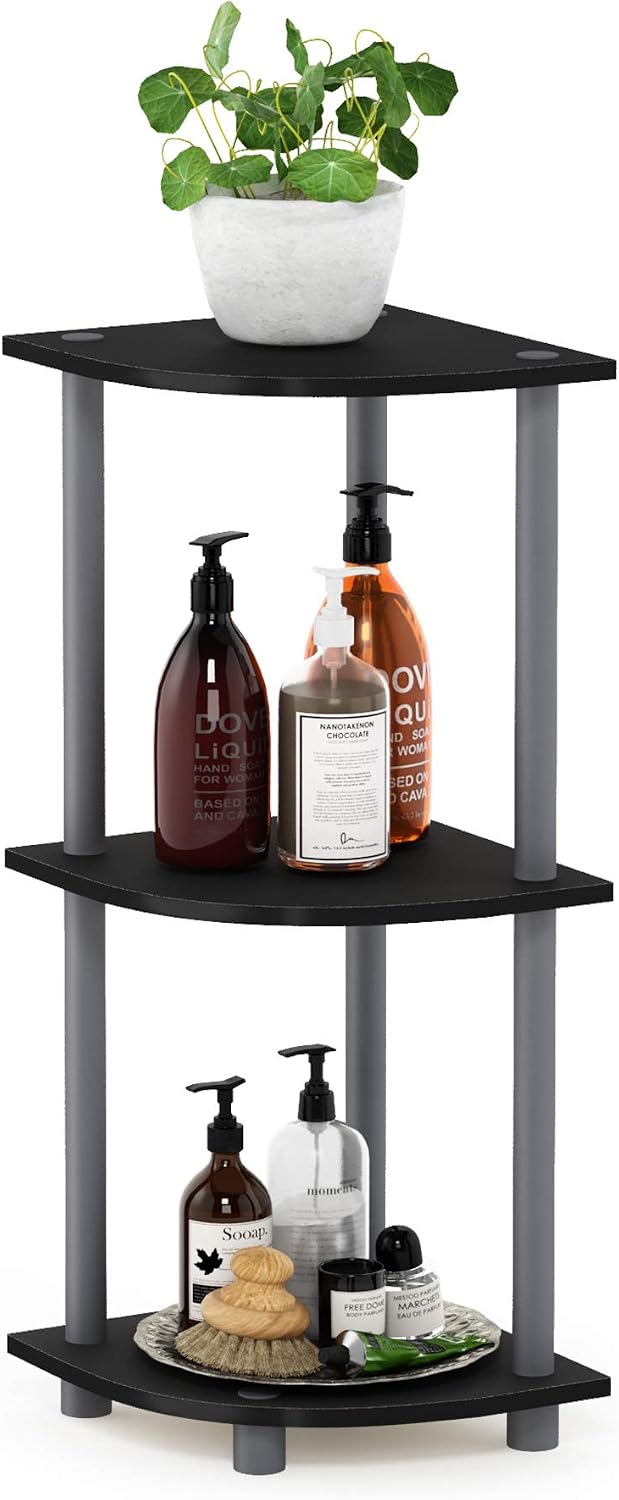 Turn-N-Tube Toolless Assembly 3-Tier Closet Shelf, Black