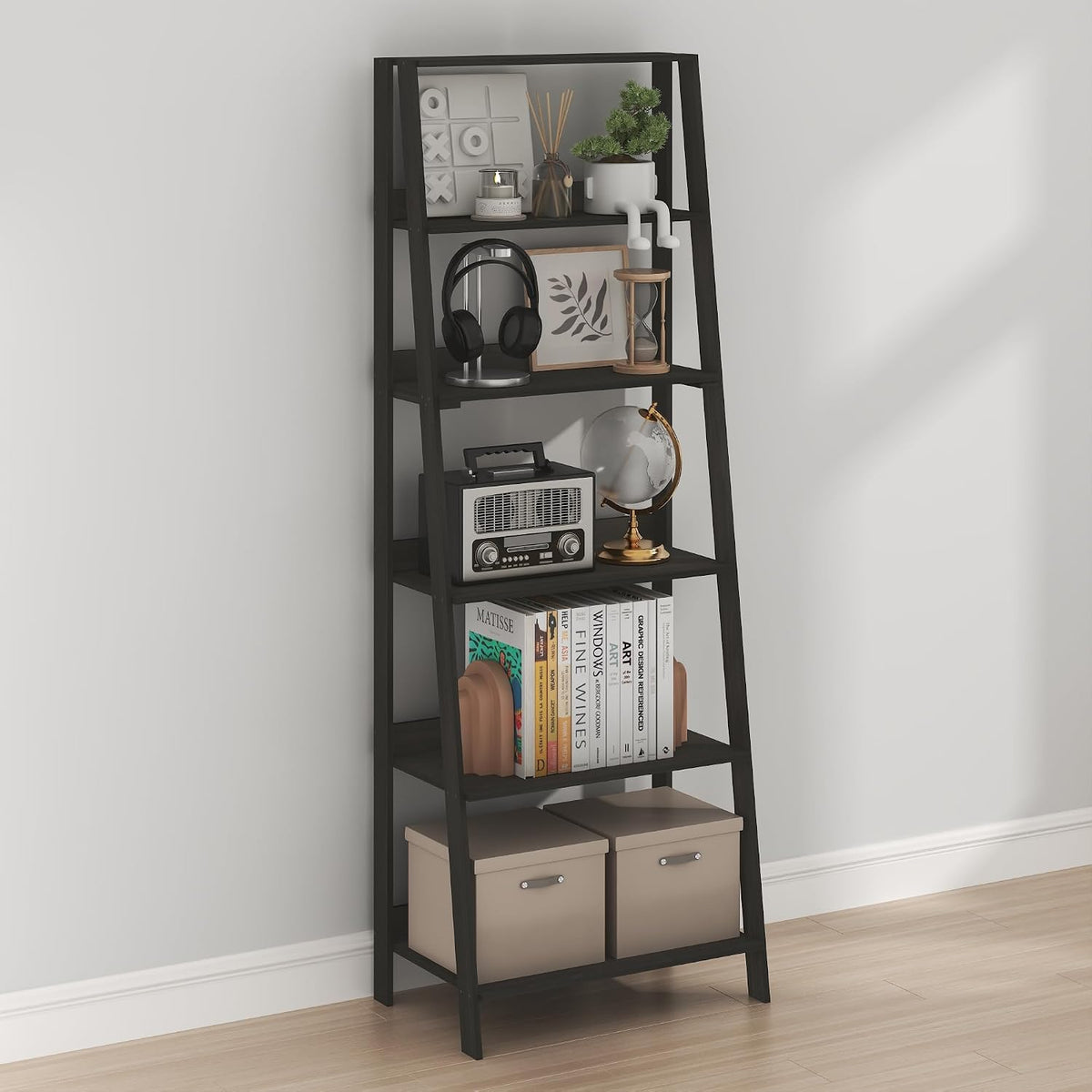 Ladder Shelf, 6-Tier Ladder Book Shelf, Bookcase, Espresso
