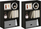 PASIR Set of 2 3-Tier Book Shelf, Dark Espresso