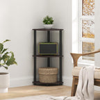 Turn-N-Tube Toolless Assembly 3-Tier Corner Shelf, Black Corner Book Shelf, Open Shelves Bookshelf, for Organization and Storage, Living Room, Home Office, Bedroom, Dark Mocha