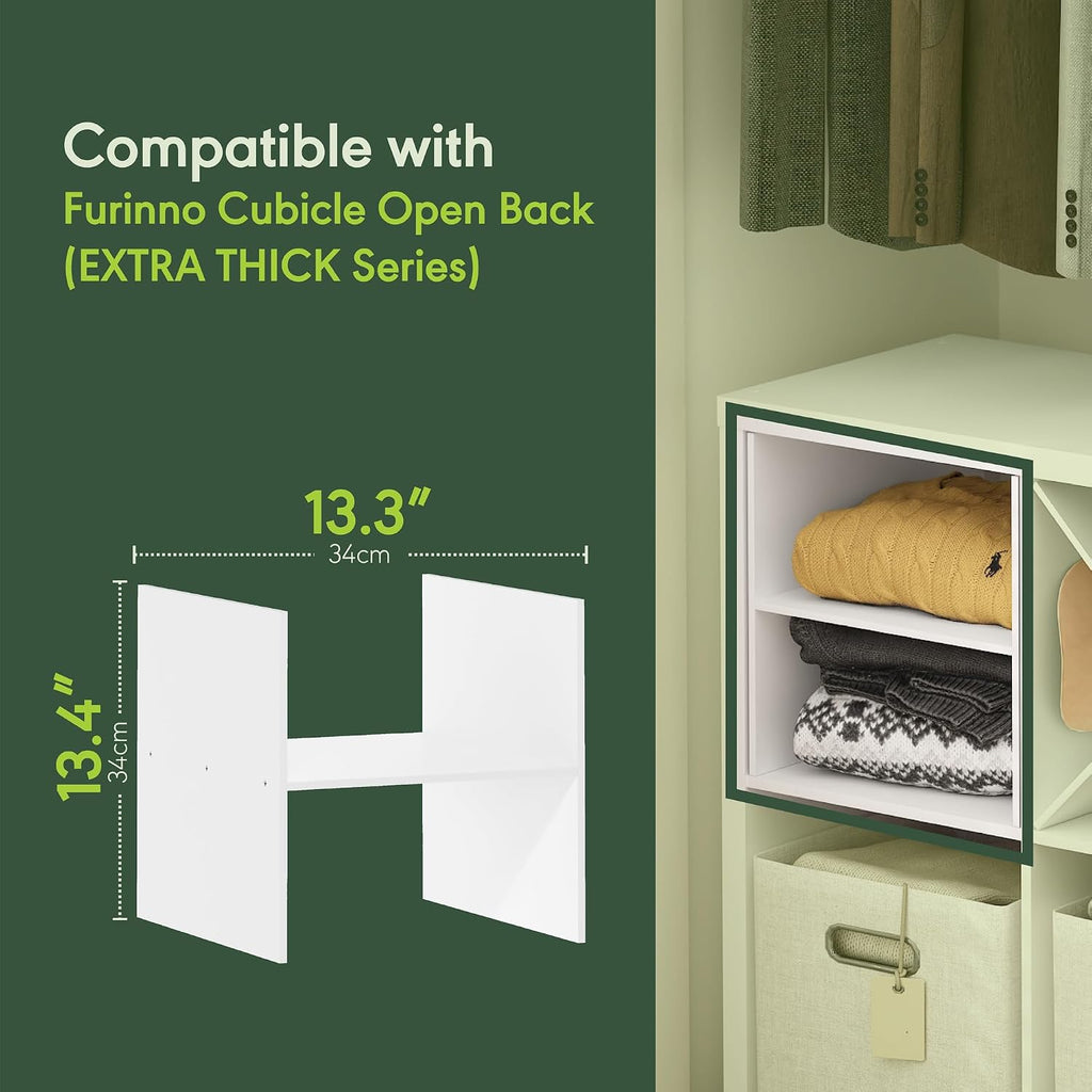 Cubicle Cube Insert, H-Shelf Cube Organizer, Fits into Extra Thick Cubes, for Organizers and Storage, White (Does not fit IKEA Kallax Shelving)