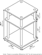 Turn-N-Tube Toolless Assembly Side Table, White 3-Tier End Table, Night Stand, Bedside Table for Living Room, Bedroom, Home Office, Plain White/White