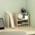 Hermite Wood Desktop Book and Home Office Supplies Storage Organizer, Bauhaus Oak
