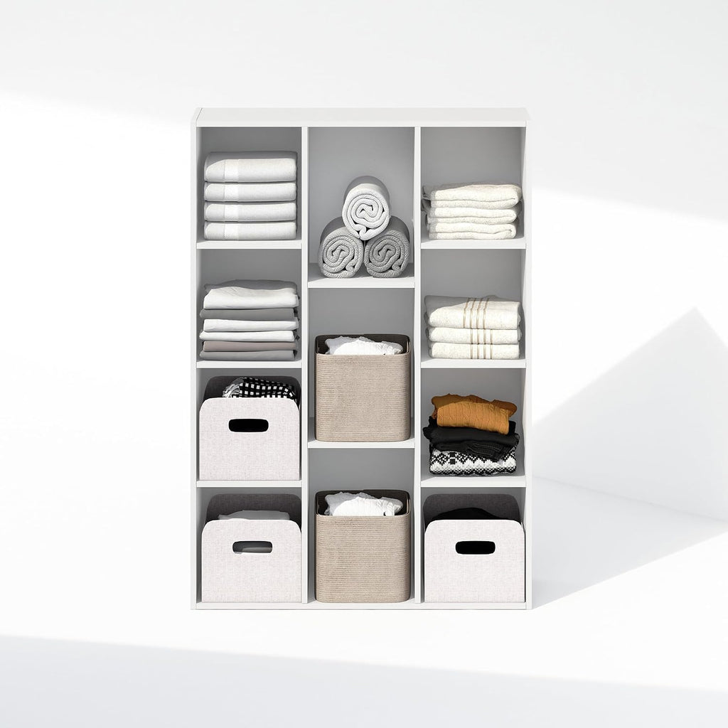 Reed Closet Organizers and Storage, 11-Cube Closet Organizer, Open Shelf Closet Storage, for Wardrobe, Bedroom, Living Room, White