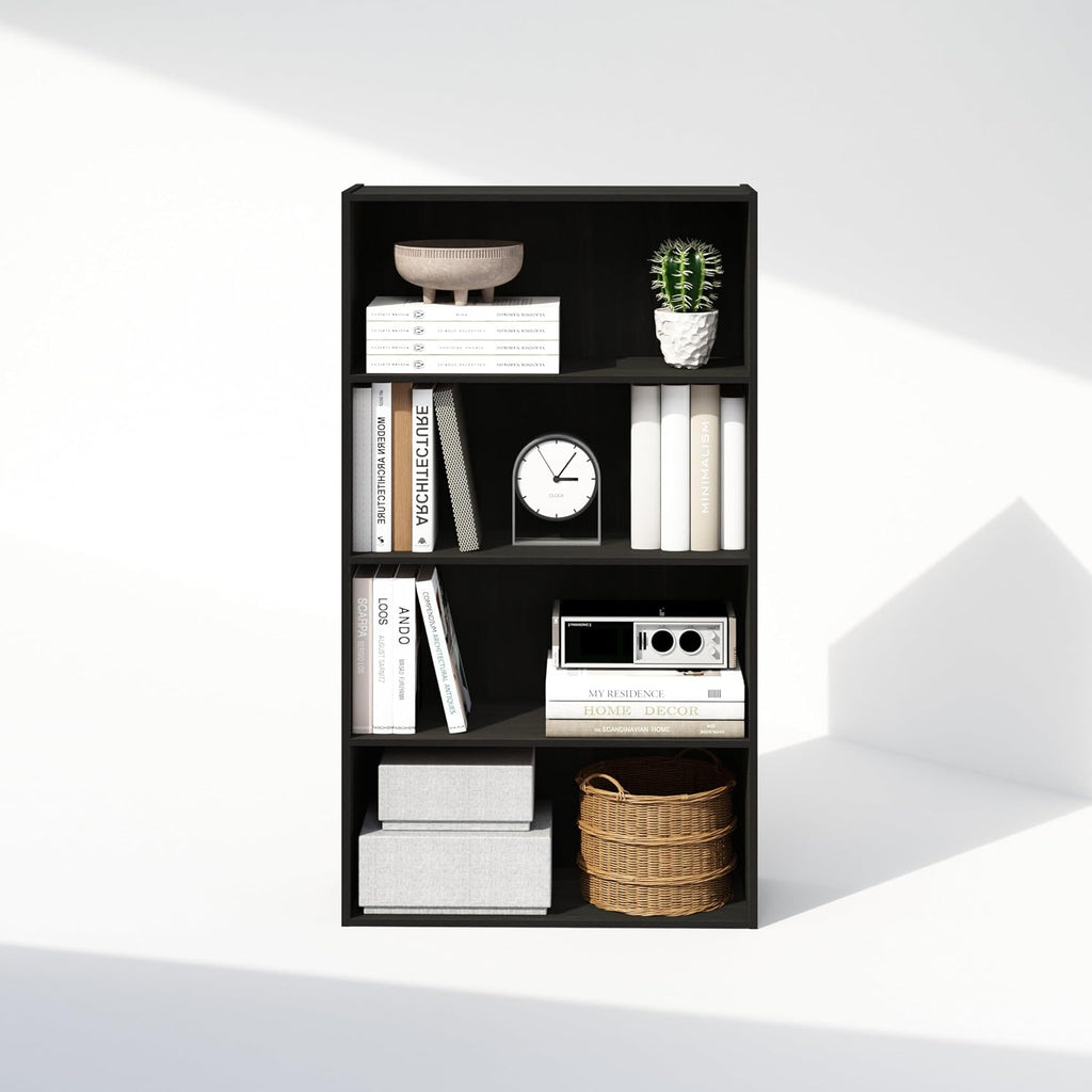 Simple Book Shelf, 4-Tier Bookshelf, Bookcase with Open Shelf, 9.4 x 23.6 x 41.7, for Living Room, Bedroom, Home Office, Espresso