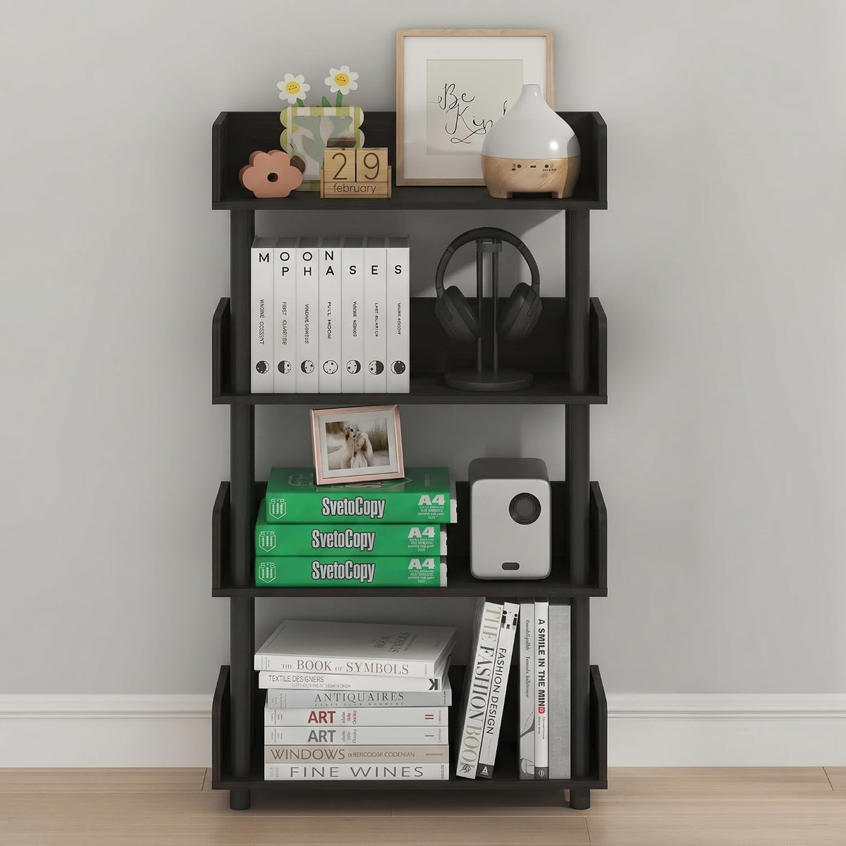 Turn-N-Tube Book Shelf, 4-Tier Bookshelf, Bookcases, Espresso