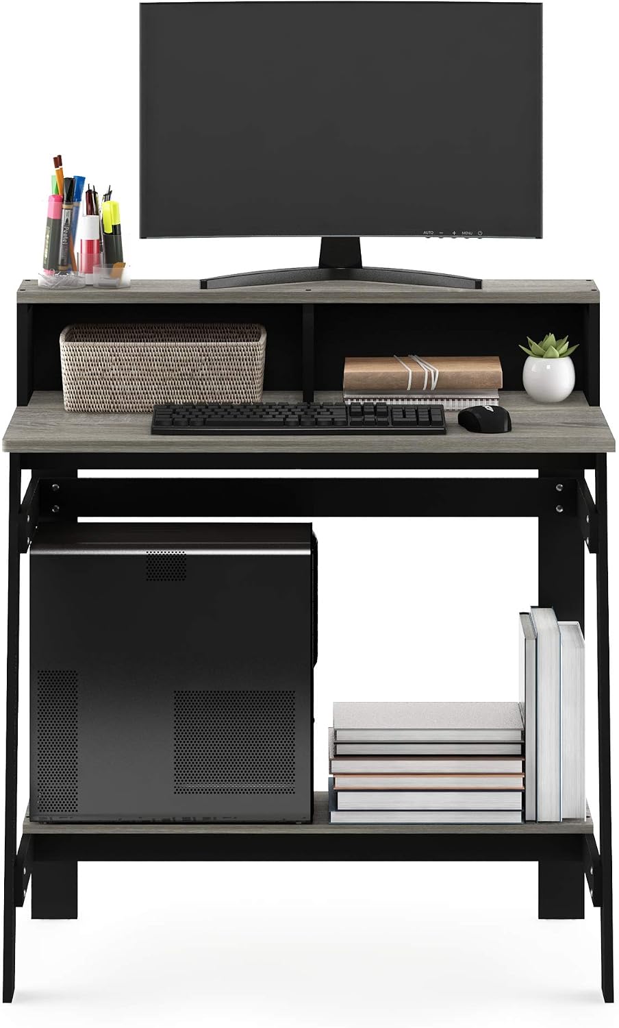 Simplistic A Frame Computer Desk, Black/French Oak Grey