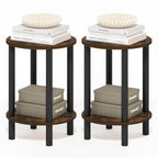 TURN-N-TUBE Set of 2 2-Tier Round Side Tables, White