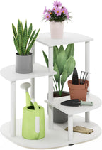 Celuka 3-Tier Indoor Outdoor Plant Stand Plant Shelf Corner Display Rack for Multiple Plants, White/Virgin White