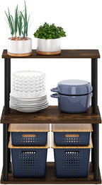 Turn-N-Tube 3-Tier Toolless Kitchen Storage Shelf, Amber Pine/Black
