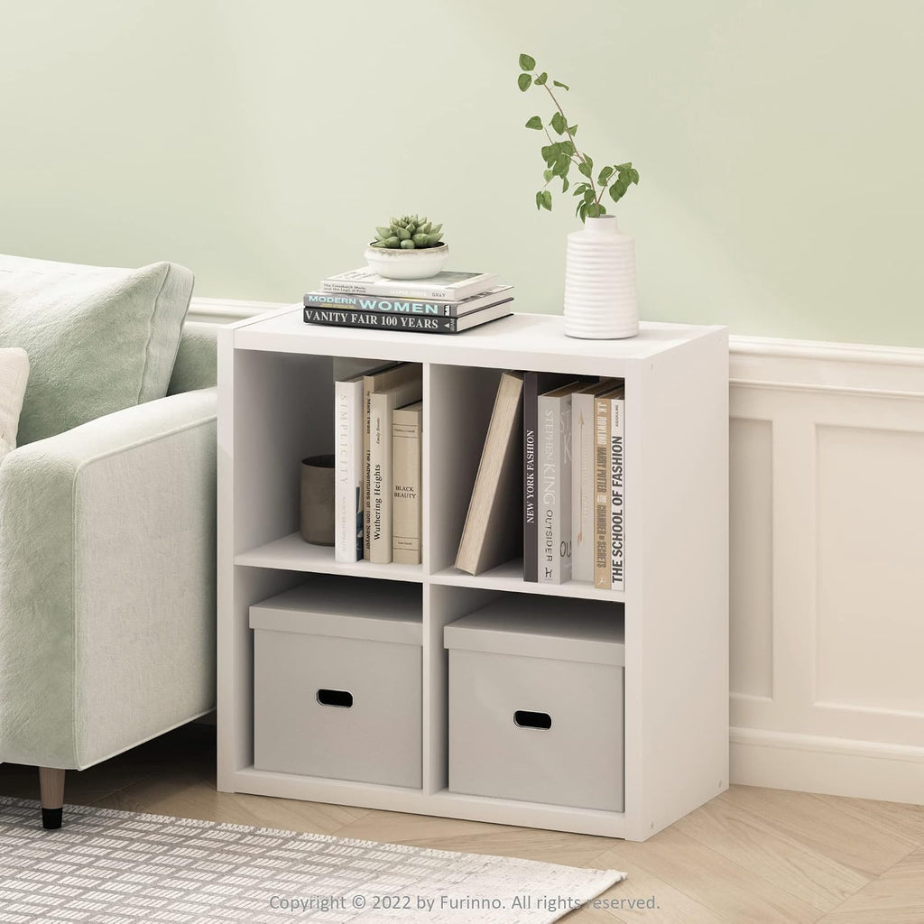 Cubicle Open Back Decorative Cube Storage Organizer, 4-Cube, White