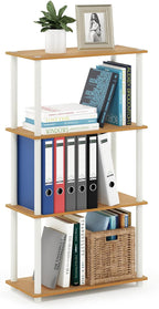 Turn-N-Tube Toolless Assembly Storage Shelves, 4-Tier Oak Book Shelf, Open Storage Bookshelf, for Organization and Storage, Living Room, Home Office, Bedroom, Maple