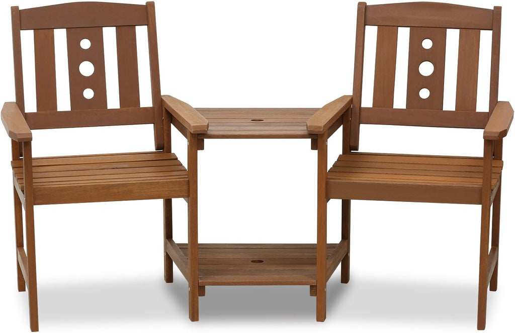 TIOMAN Outdoor Dining Set, Jack & Jill Bistro Set, for Patio, Garden, Porch, Natural