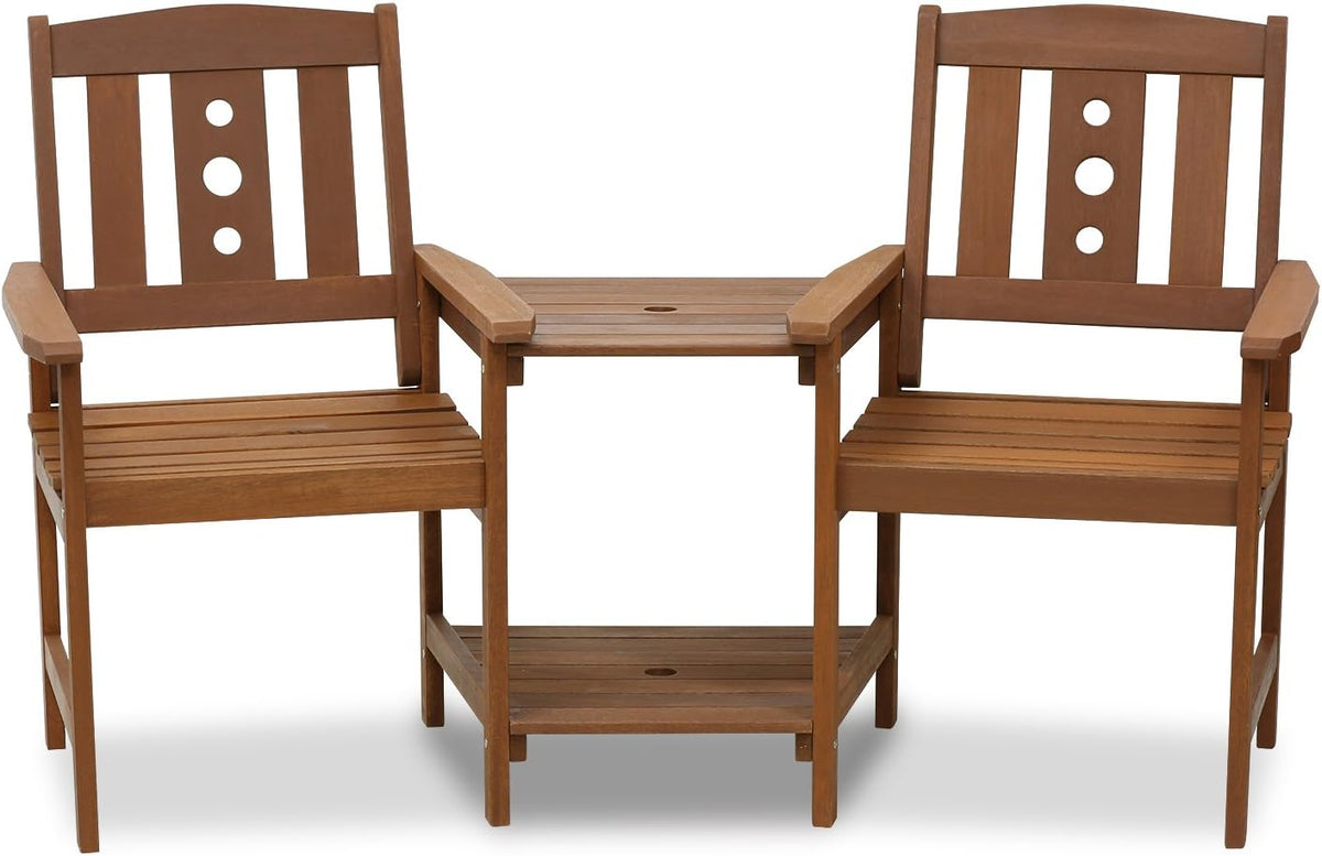 TIOMAN Outdoor Dining Set, Jack & Jill Bistro Set, for Patio, Garden, Porch, Natural