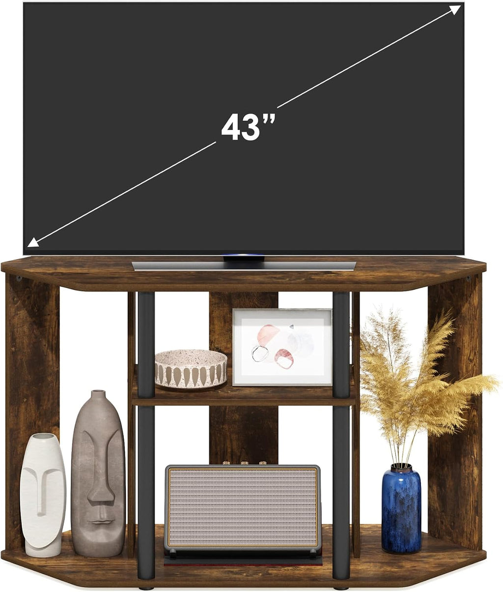 Classic Stand with Plastic Poles for TV up to 43-Inch, Amber Pine/Black