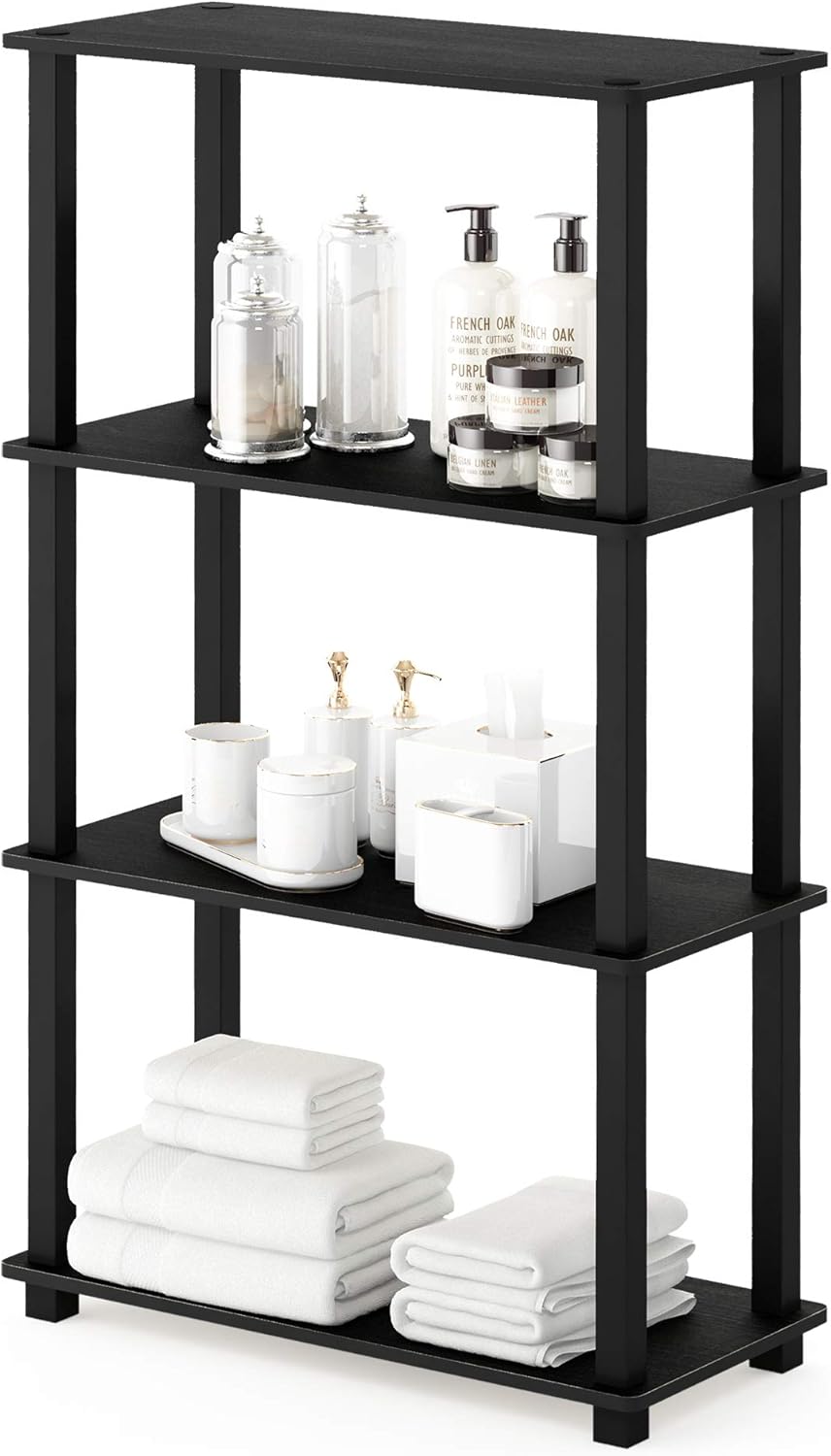 TURN-S-TUBE Toolless 4-Tier Storage Shelves, Book Shelf, Americano